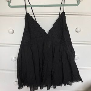 Black embroidered Free People top, size medium